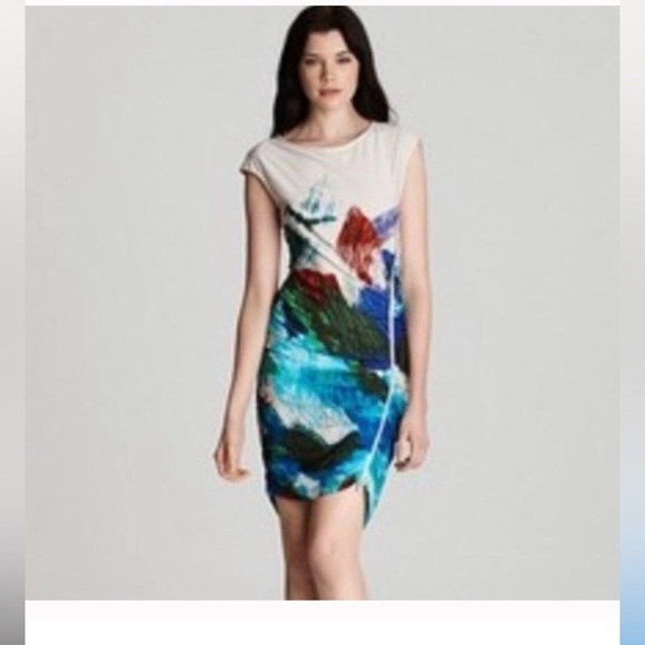 BCBGMaxazria Abstract Dell Zipper Fitted Dress Size Large - Picture 4 of 10